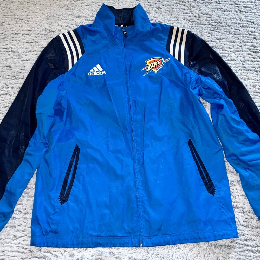 Adidas Blue and Black Windbreaker with Logo